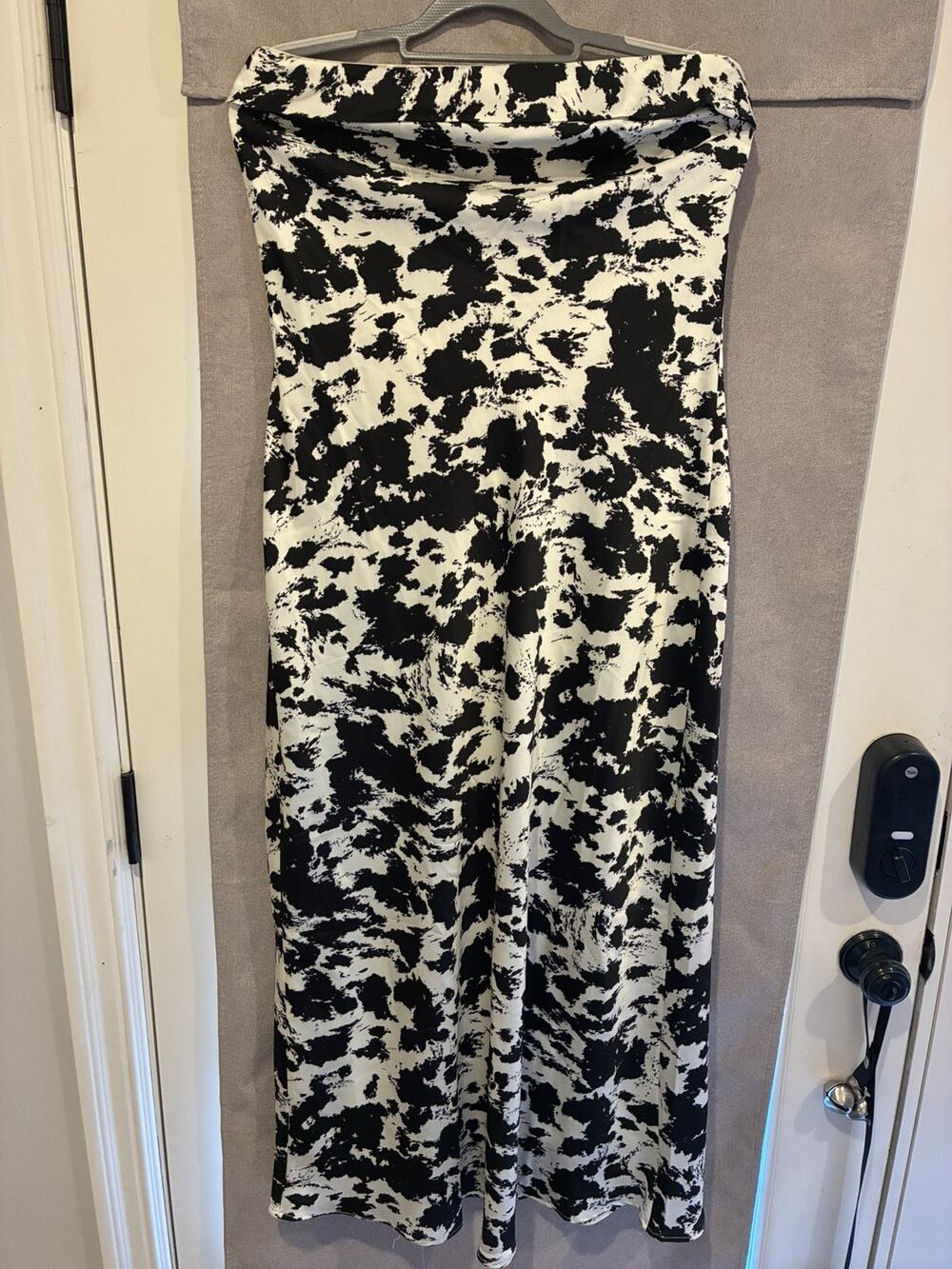 NWT Sincerely Jules Strapless Maxi Dress women's sz XL black ivory abstract